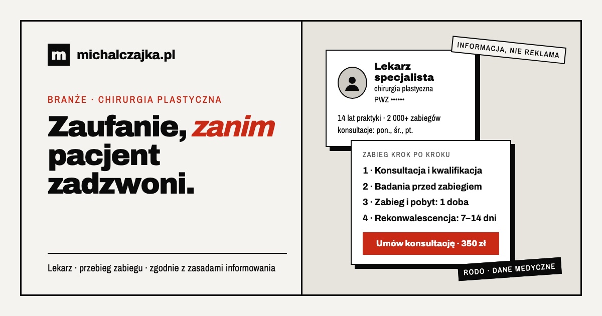 Karta lekarza specjalisty i plan zabiegu krok po kroku z przyciskiem umówienia konsultacji